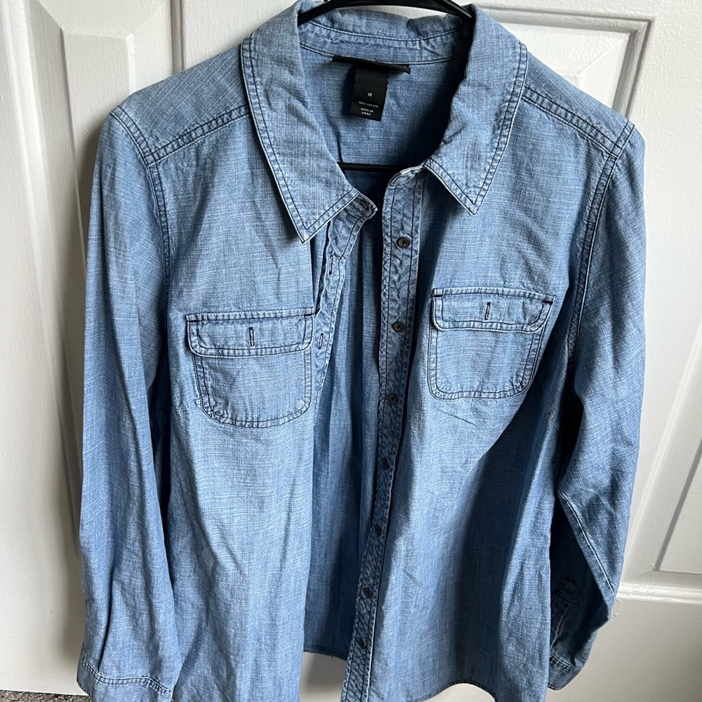 Lane Bryant Light Blue Casual Button Down Shirt